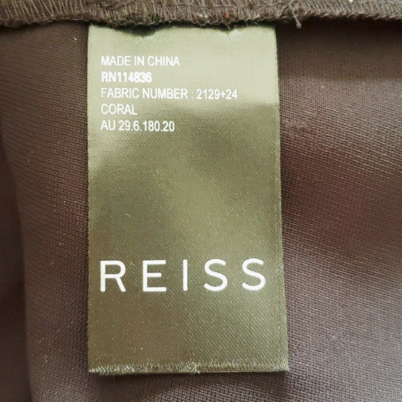 Reiss Black Sleeveless Shift Dress Size 4 Mock Neck Knee Length Shiny Lace Hem - Picture 6 of 7